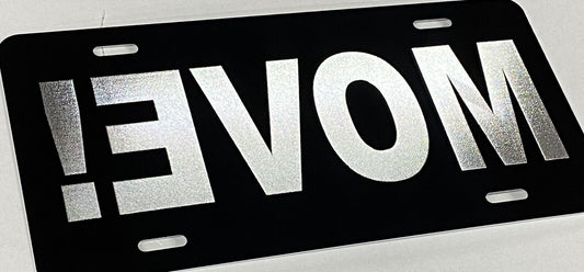 Engraved Reverse MOVE Car Tag