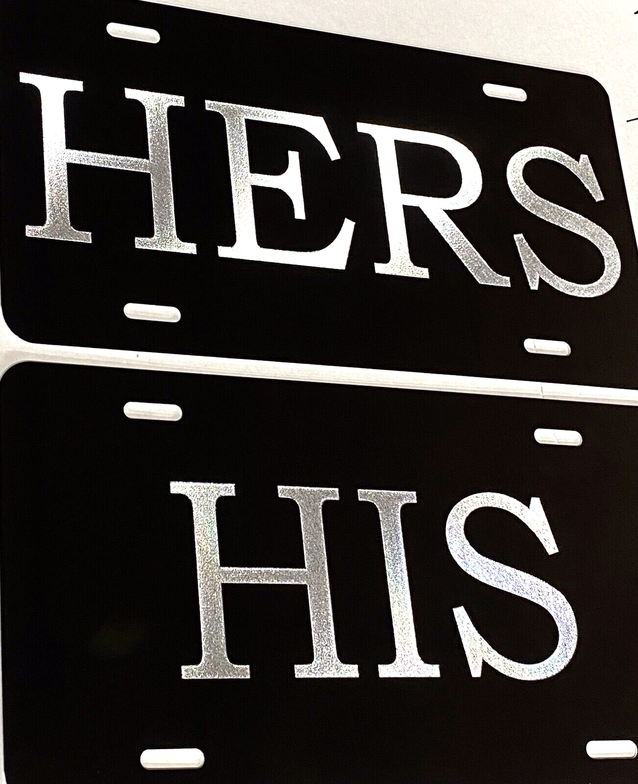 Engraved His & Hers Car Tags Set of 2