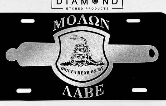 ENGRAVED Molon Labe 2nd Amendment Car Tag