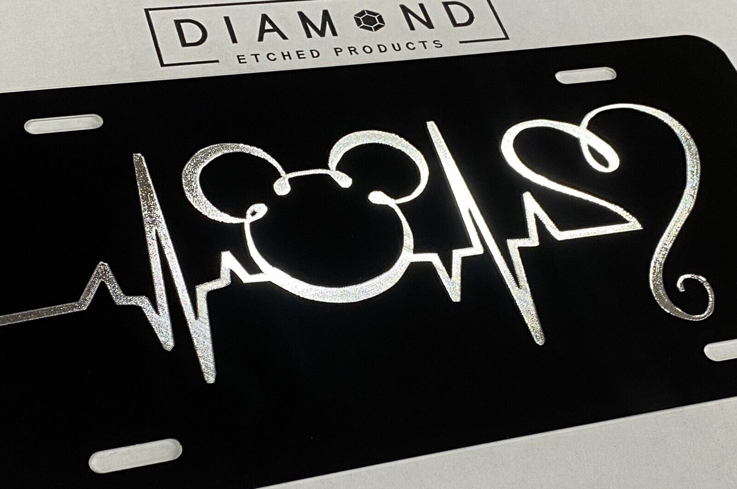 Engraved Mouse Heartbeat Car Tag