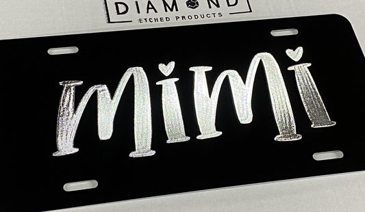 Engraved Mimi Grandma Car Tag