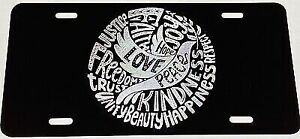 Hope Love Peace Circle Car Tag Black