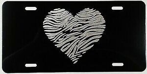 Zebra Heart Car Tag