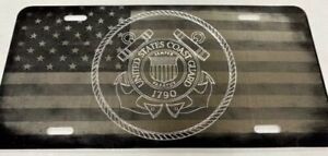 Combo Laser & Diamond Engraved US Coast Guard Car Tag